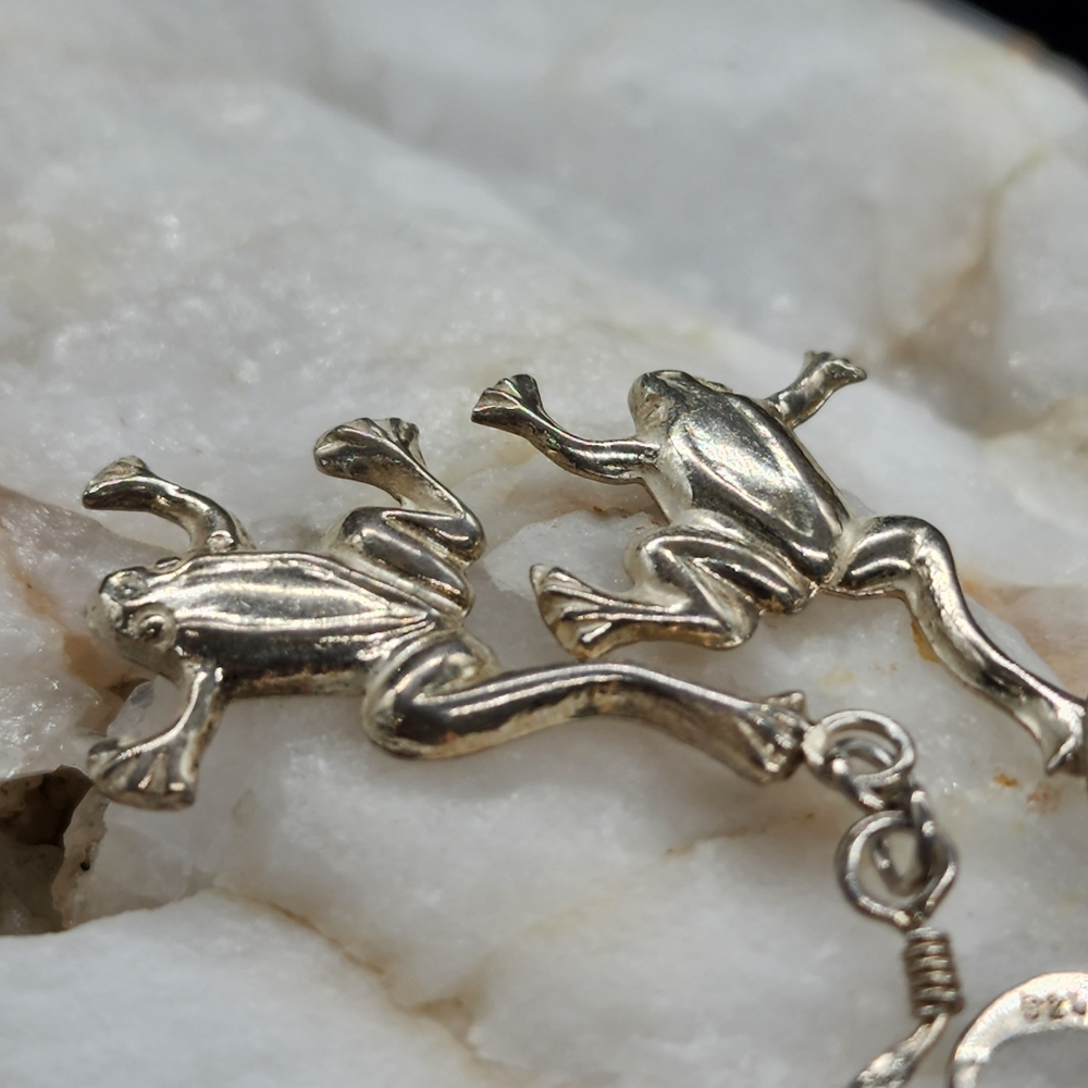 Solid Sterling Silver 925 Lightweight Earrings Good Luck Frog Minimalist
